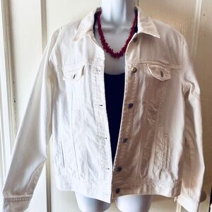 OLD NAVY Women’s White Denim Jean Jacket Sz Large NWT!
